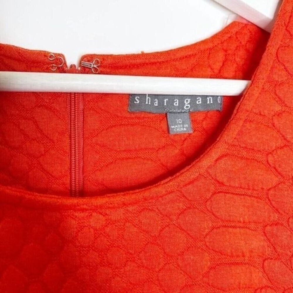 SHARAGANO Orange Textured Knit Ruffle Hem Dress  - Picture 4 of 7